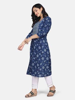 Indigo Handblock Printed Kurta 5
