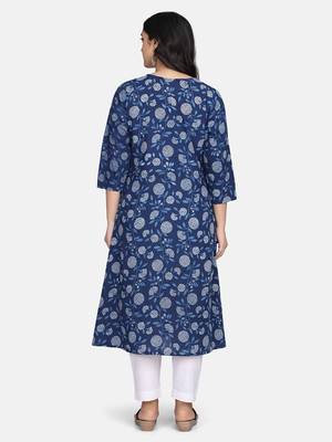 Indigo Handblock Printed Kurta 6