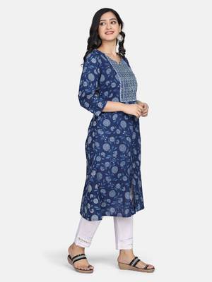 Indigo Handblock Printed Kurta 8
