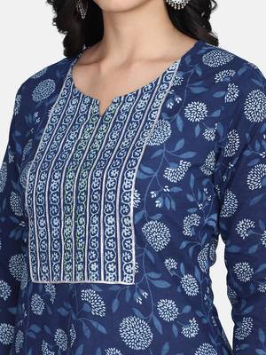Indigo Handblock Printed Kurta 9