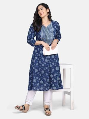 Indigo Handblock Printed Kurta 10