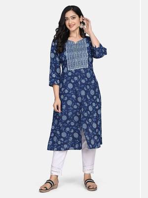 Indigo Handblock Printed Kurta 11
