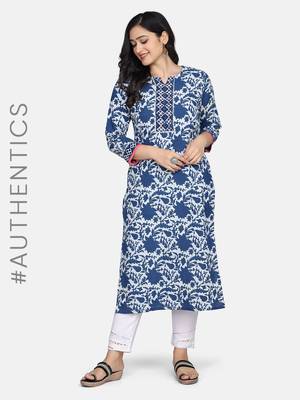 Indigo Handblock Printed Kurta 5