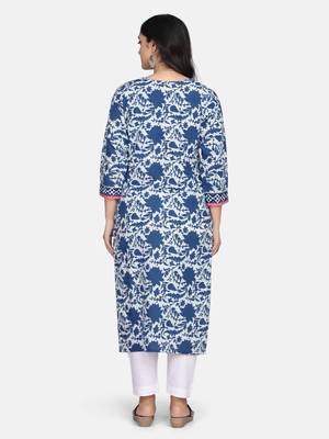 Indigo Handblock Printed Kurta 7