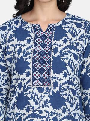 Indigo Handblock Printed Kurta 8