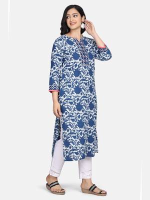 Indigo Handblock Printed Kurta 9