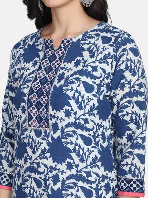 Indigo Handblock Printed Kurta 10