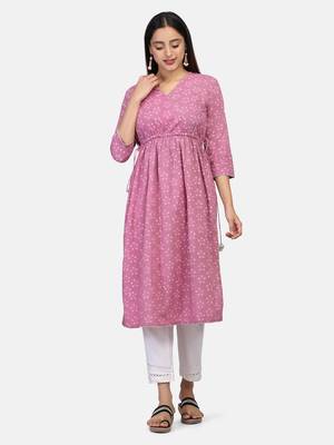 Pink Handblock Printed Kurta 6