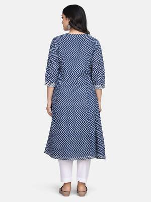 Indigo Handblock Printed Kurta 5