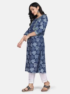 Indigo Handblock Printed Kurta 4