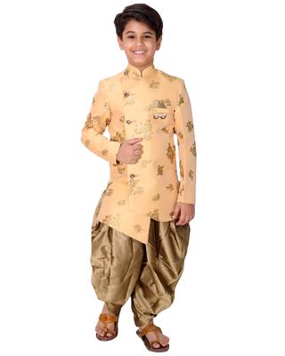 fourfolds boy's peach indo western wear 1