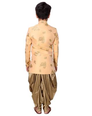 fourfolds boy's peach indo western wear 2