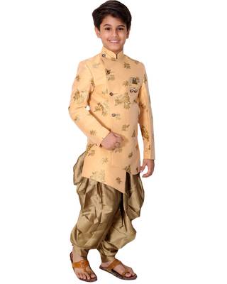 fourfolds boy's peach indo western wear 3