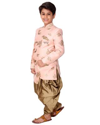 fourfolds boy's pink indo western wear 3