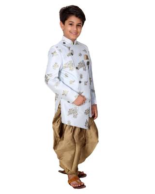 fourfolds boy's skyblue indo western wear 3