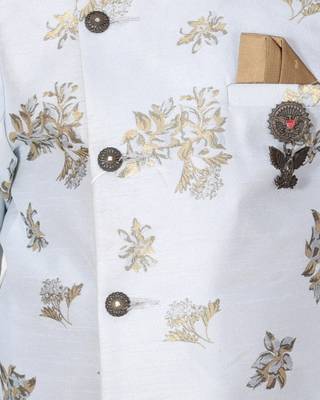 fourfolds boy's skyblue indo western wear 5
