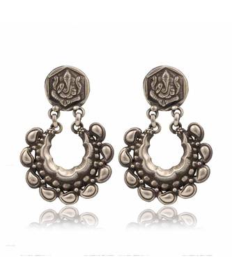 Joypur Wala Silver Oxidised Ganesha Earrings 1