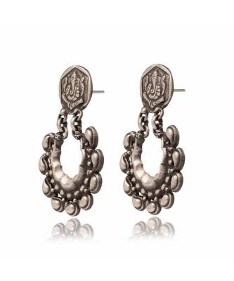Joypur Wala Silver Oxidised Ganesha Earrings 2