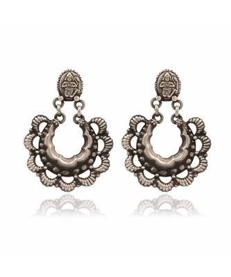 Joypur Wala Silver Oxidised Lord Hanuman Earrings 1