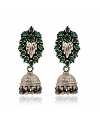 Joypur Wala Green Stone Work Jhumkis 1
