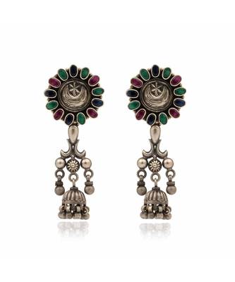 Joypur Wala Oval Stone Jhumki Earrings 1
