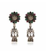 Joypur Wala Oval Stone Jhumki Earrings