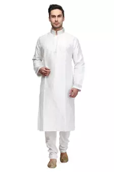 White raw silk kurta & pajama