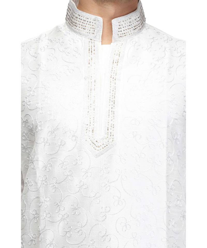 White raw silk kurta & pajama