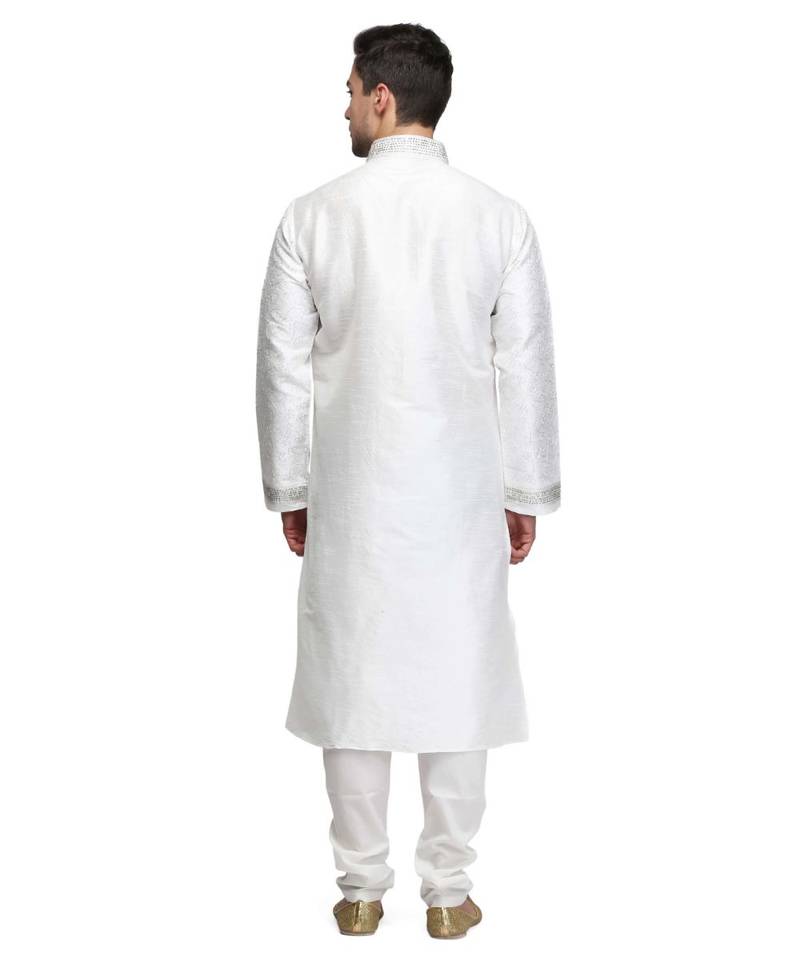 White raw silk kurta & pajama