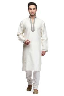 Off white raw silk kurta & pajama