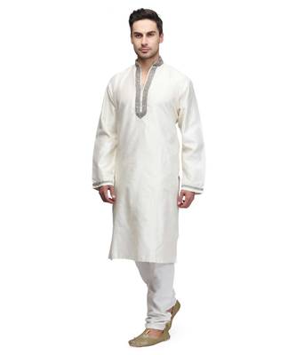 Off white raw silk kurta & pajama 2