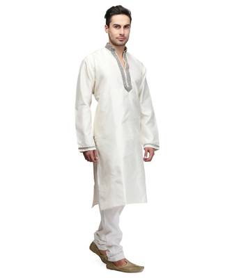Off white raw silk kurta & pajama 3