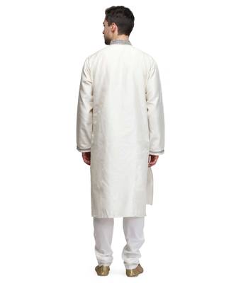 Off white raw silk kurta & pajama 5