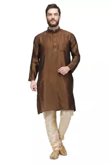 Brown raw silk kurta & pajama