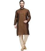 Brown raw silk kurta & pajama