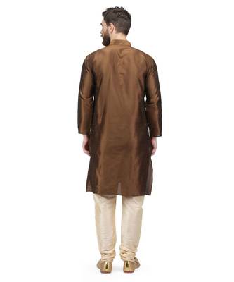 Brown raw silk kurta & pajama 3