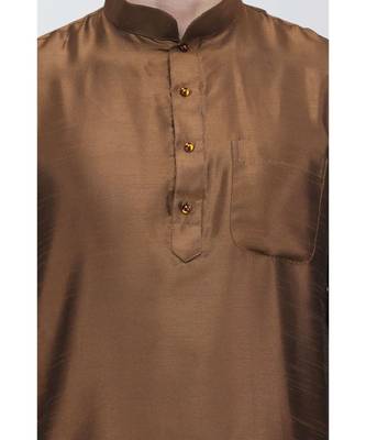 Brown raw silk kurta & pajama 4