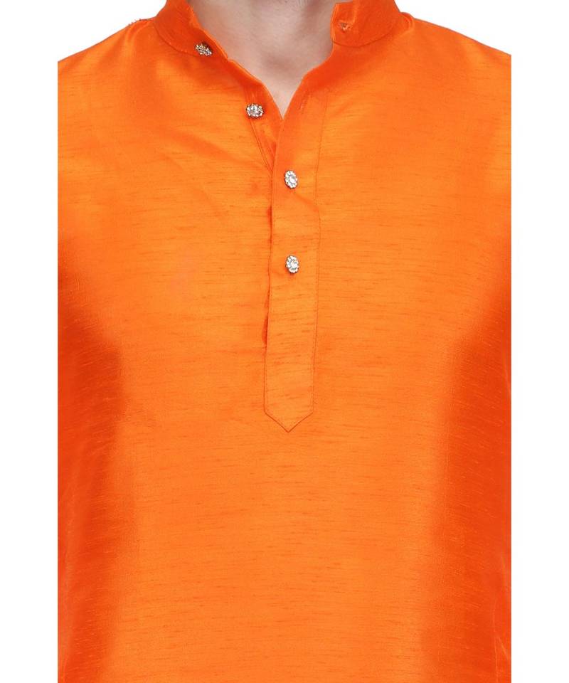 Orange raw silk kurta & pajama