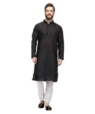 Black raw silk kurta & pajama 1
