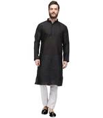 Black raw silk kurta & pajama