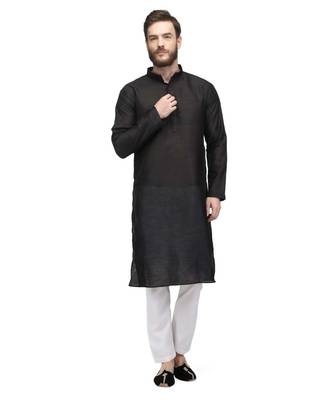 Black raw silk kurta & pajama 2