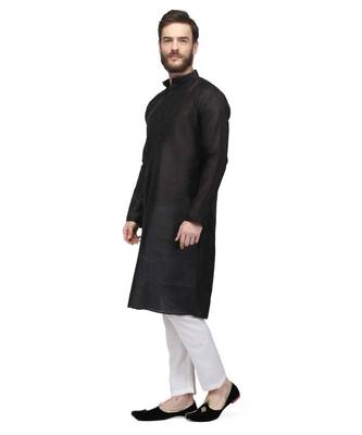 Black raw silk kurta & pajama 3