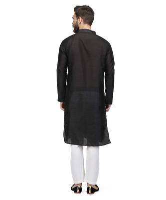 Black raw silk kurta & pajama 4
