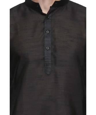 Black raw silk kurta & pajama 5