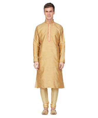 Golden raw silk kurta & pajama 1