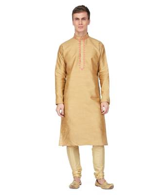 Golden raw silk kurta & pajama 2