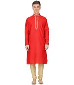 Red raw silk kurta & pajama