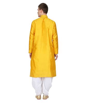 Yellow raw silk kurta & pajama dhoti style 3