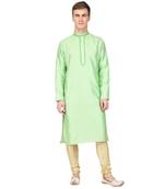 Mint green raw silk kurta & pajama