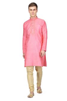 Pink raw silk kurta & pajama
